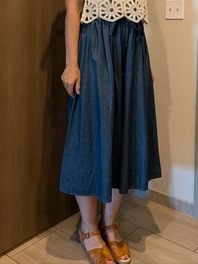 JAPANESE DENIM CULOTTES wide leg cropped pants M